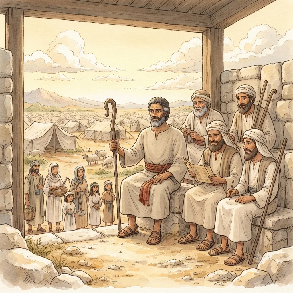 Laws for God's People: a painted scene illustrating Exodus 21.
