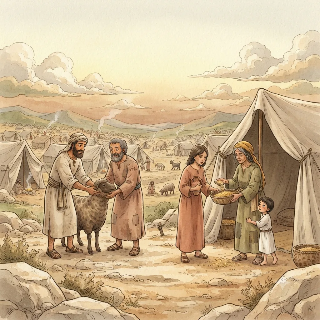 Justice and Responsibility: a painted scene illustrating Exodus 22.