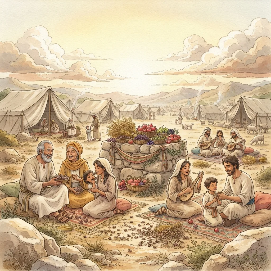 Justice, Sabbath and Festivals: a painted scene illustrating Exodus 23.