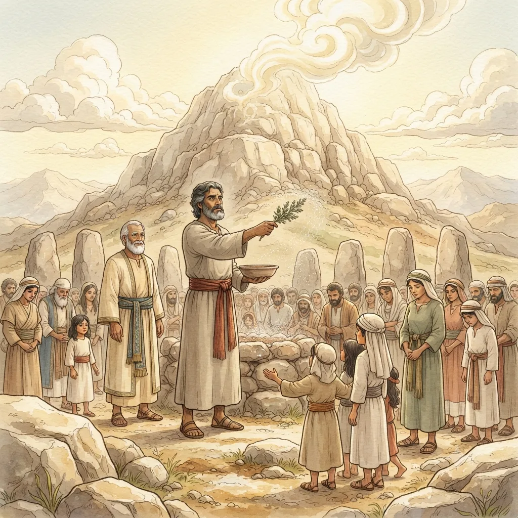 The Covenant Confirmed: a painted scene illustrating Exodus 24.