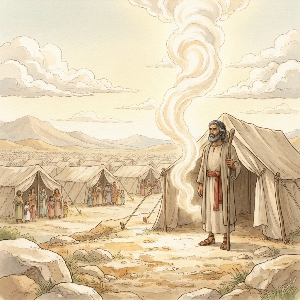 God's Presence with Israel: a painted scene illustrating Exodus 33.