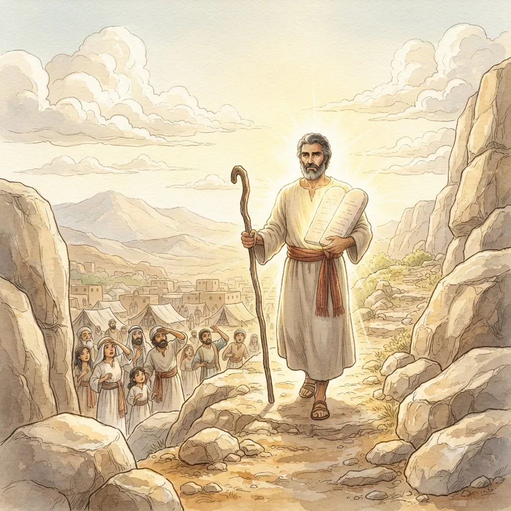 The Covenant Renewed: a painted scene illustrating Exodus 34.