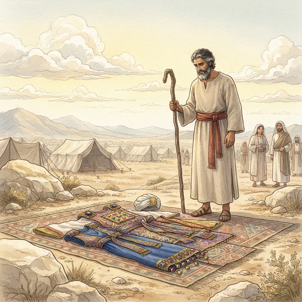 The Priestly Garments Completed: a painted scene illustrating Exodus 39.