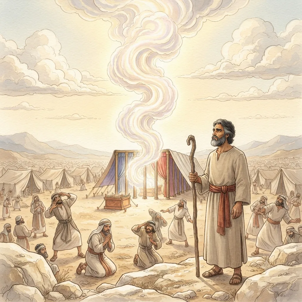The Glory of the Lord Fills the Tabernacle: a painted scene illustrating Exodus 40.