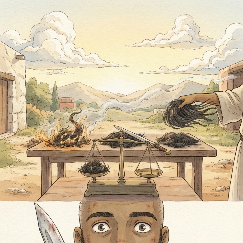 Judgment on Jerusalem: a painted scene illustrating Ezekiel 5.