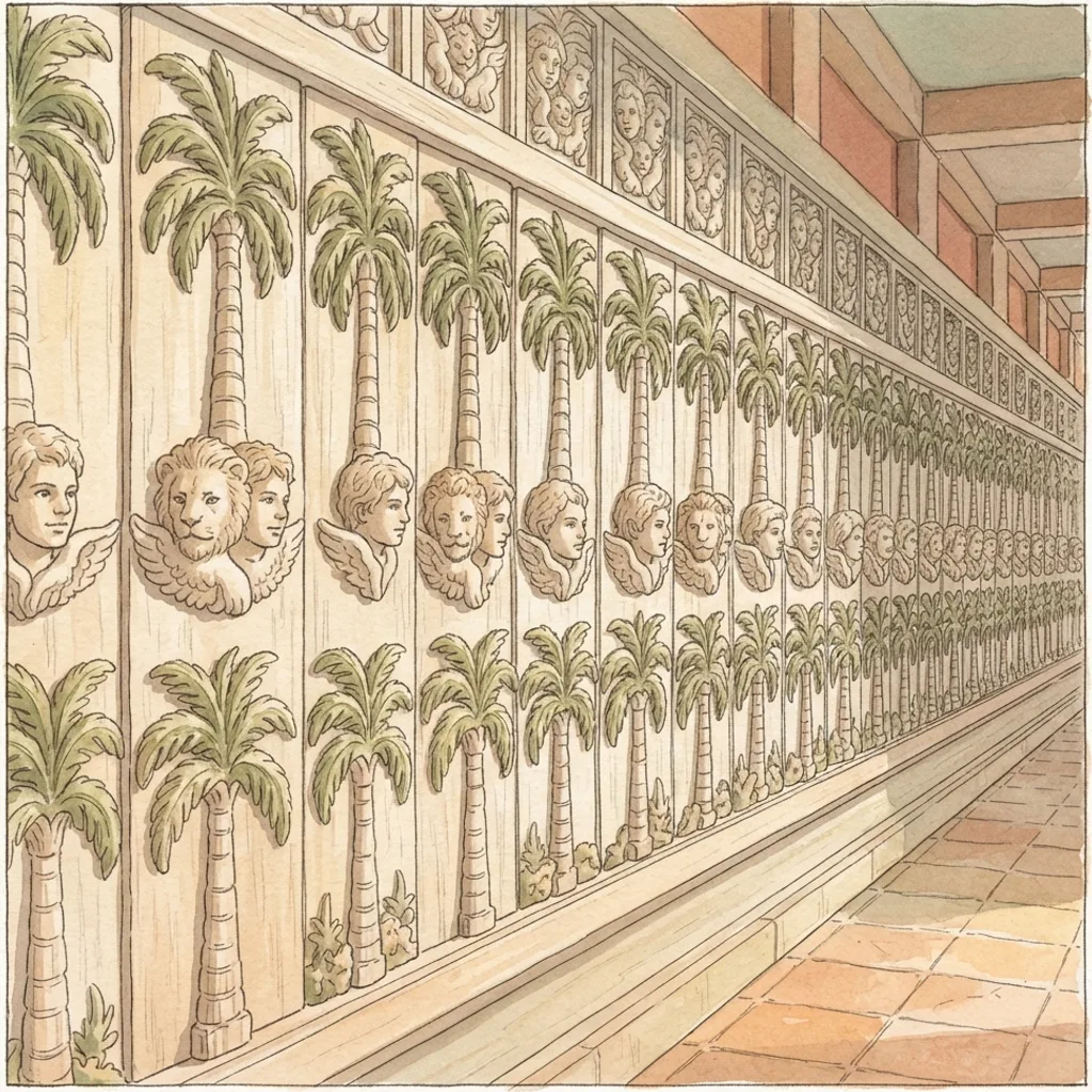 The Temple Sanctuary: a painted scene illustrating Ezekiel 41.