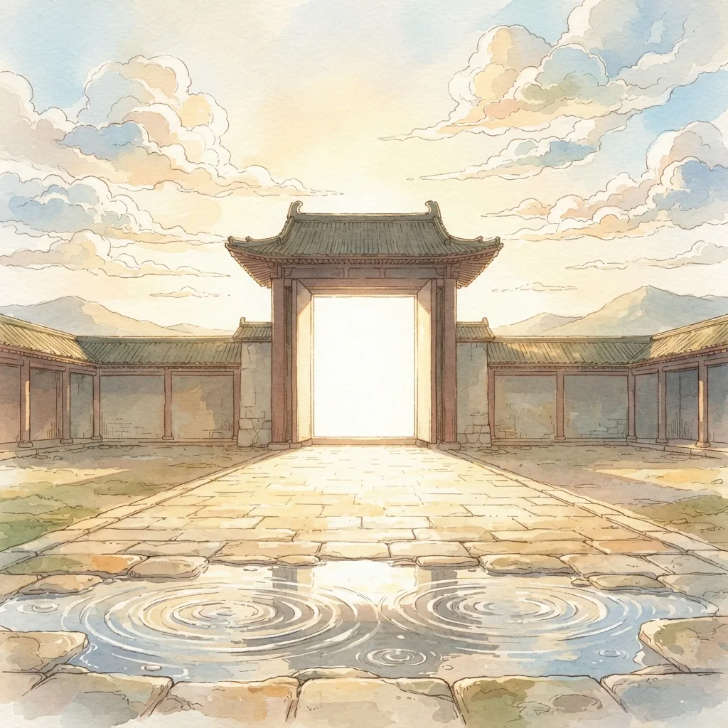 The Glory Returns: a painted scene illustrating Ezekiel 43.