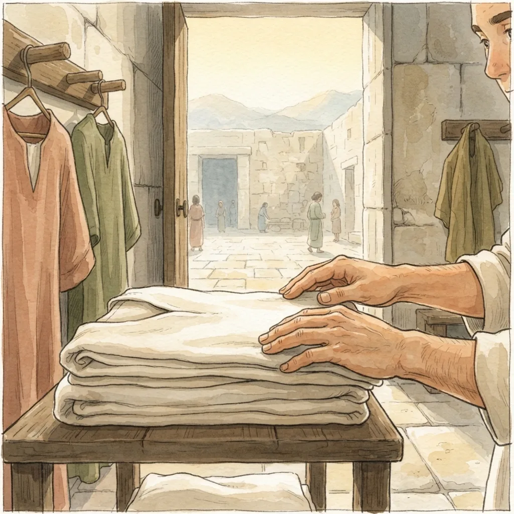 The Holy Priests: a painted scene illustrating Ezekiel 44.