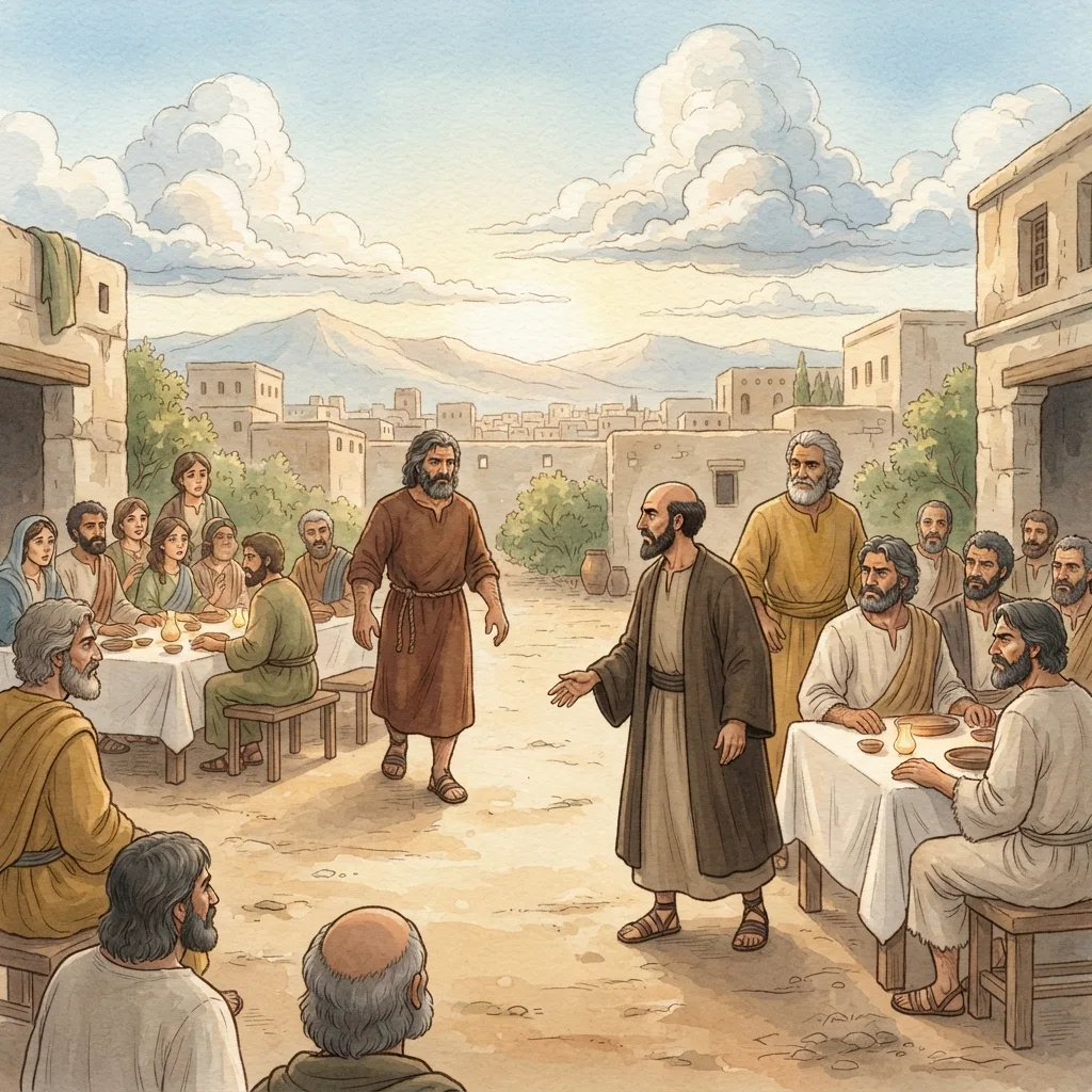 Justified by Faith: a painted scene illustrating Galatians 2.