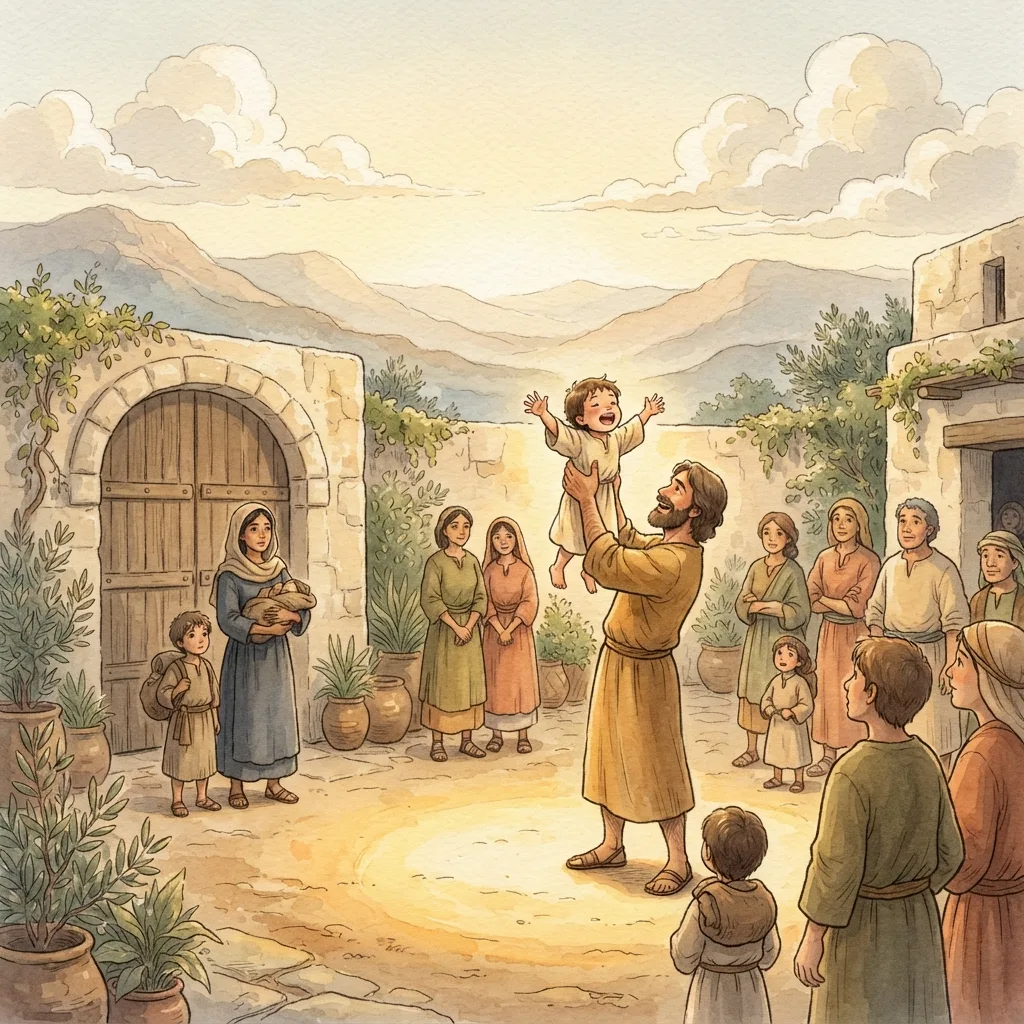 Children of the Promise: a painted scene illustrating Galatians 4.