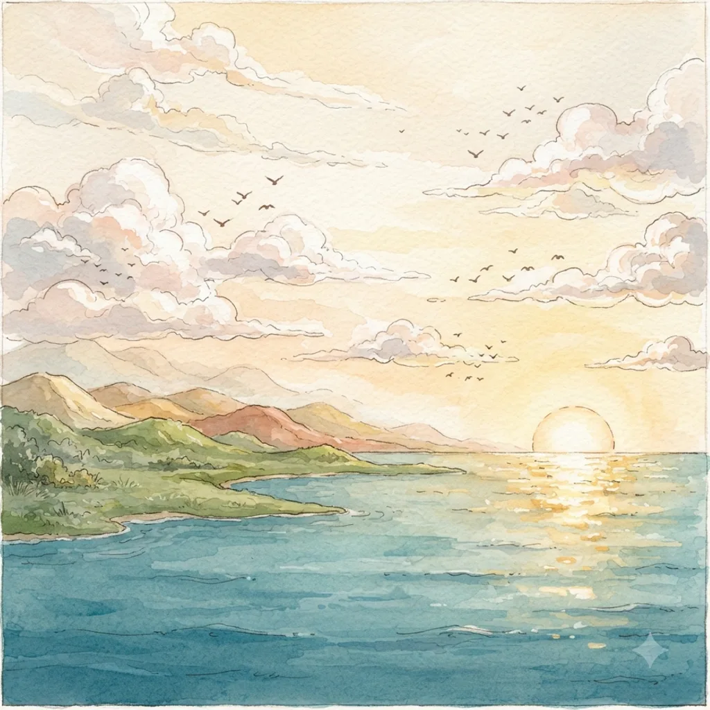 In the Beginning: Creation: a painted scene illustrating Genesis 1.