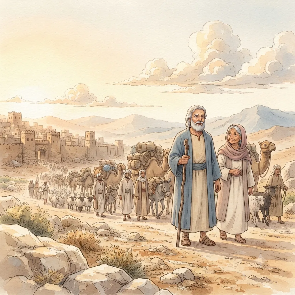 The Call of Abram: a painted scene illustrating Genesis 12.
