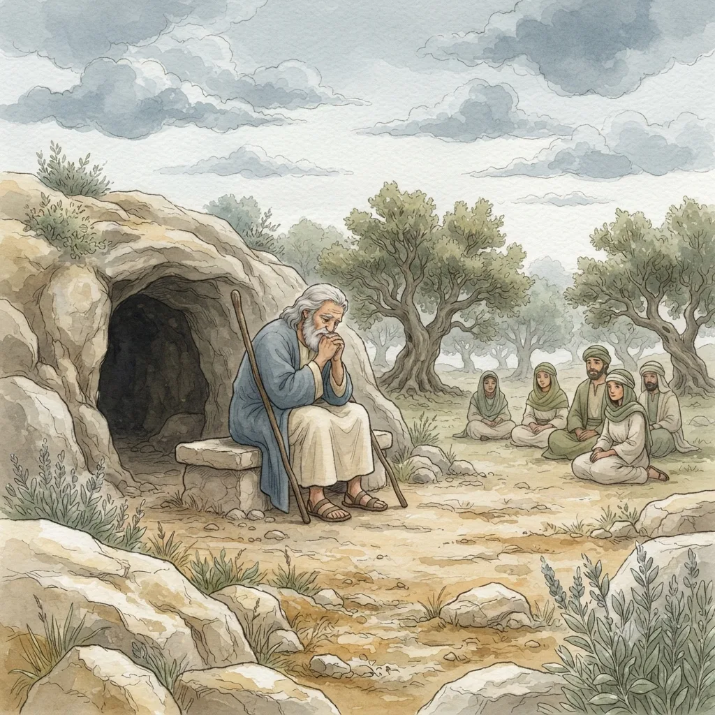 The Death of Sarah: a painted scene illustrating Genesis 23.