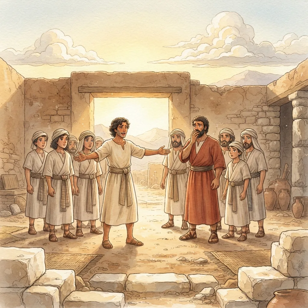 Joseph Reveals Himself: a painted scene illustrating Genesis 45.