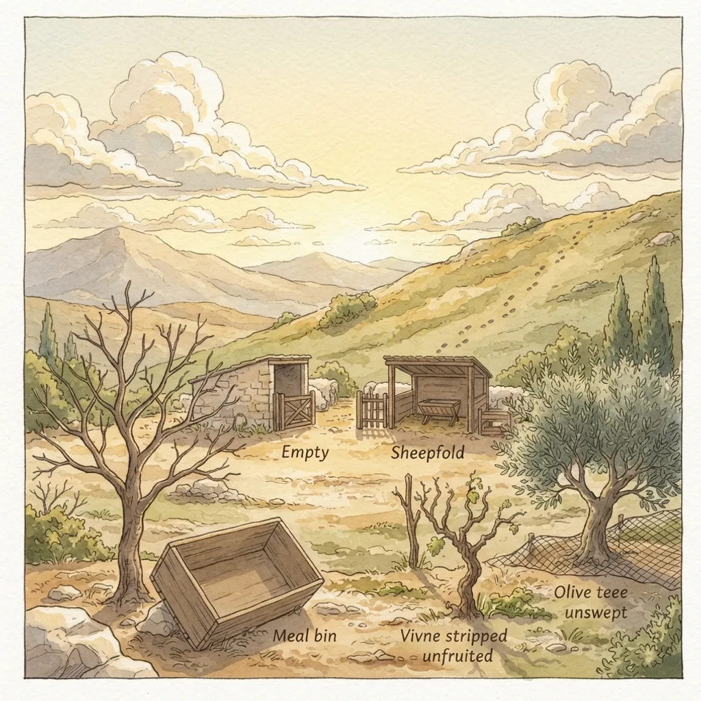 Yet I Will Rejoice: a painted scene illustrating Habakkuk 3.