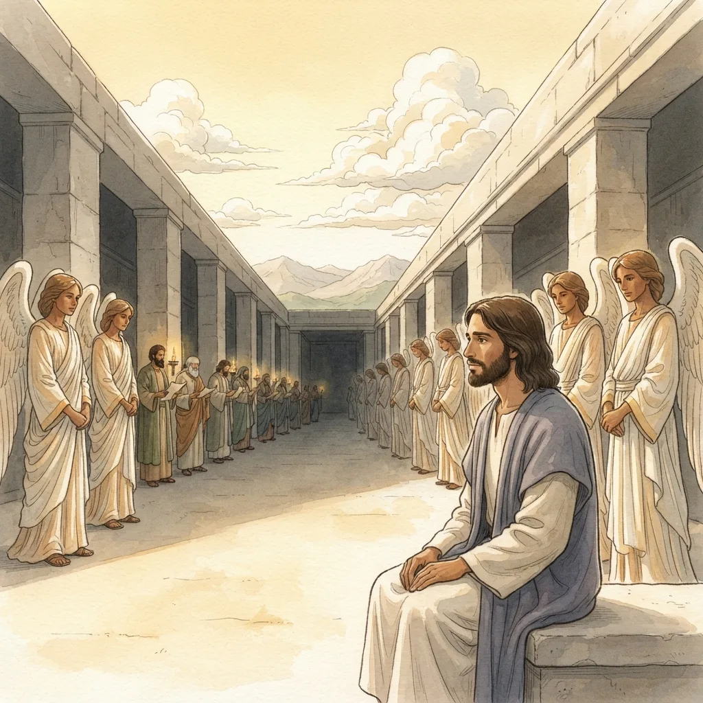 The Son Is Greater Than Angels: a painted scene illustrating Hebrews 1.