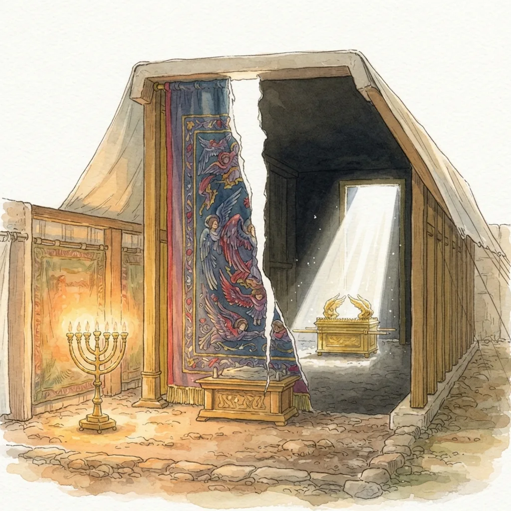 Christ's Perfect Sacrifice: a painted scene illustrating Hebrews 9.