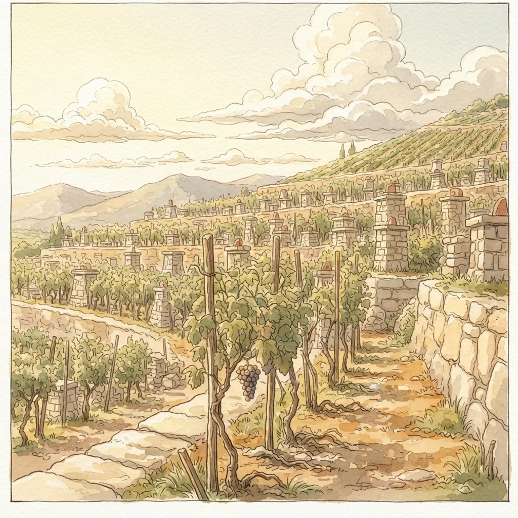 Israel's Empty Vine: a painted scene illustrating Hosea 10.