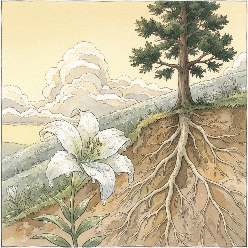 Return and Be Restored: a painted scene illustrating Hosea 14.
