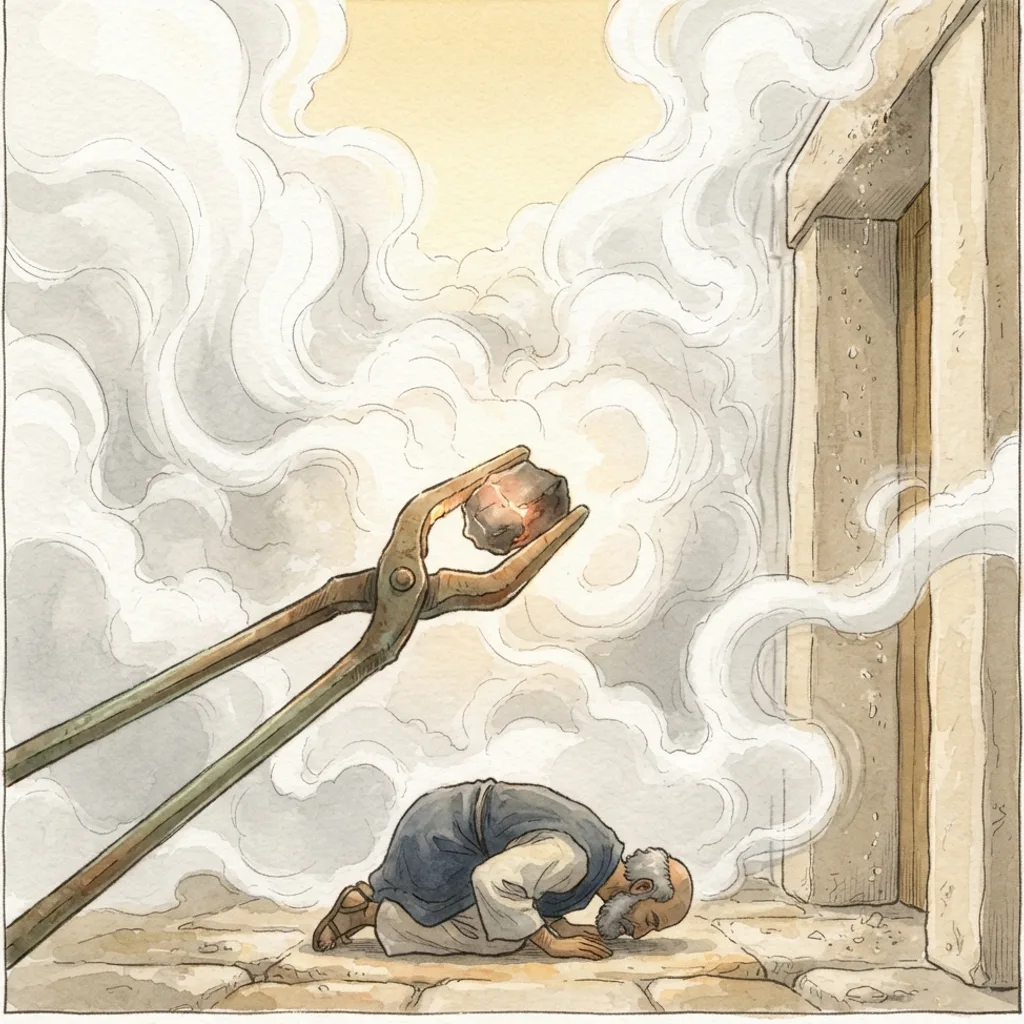 Here I Am, Send Me: a painted scene illustrating Isaiah 6.