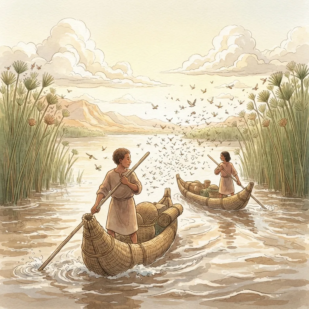 The Land Beyond the Rivers: a painted scene illustrating Isaiah 18.