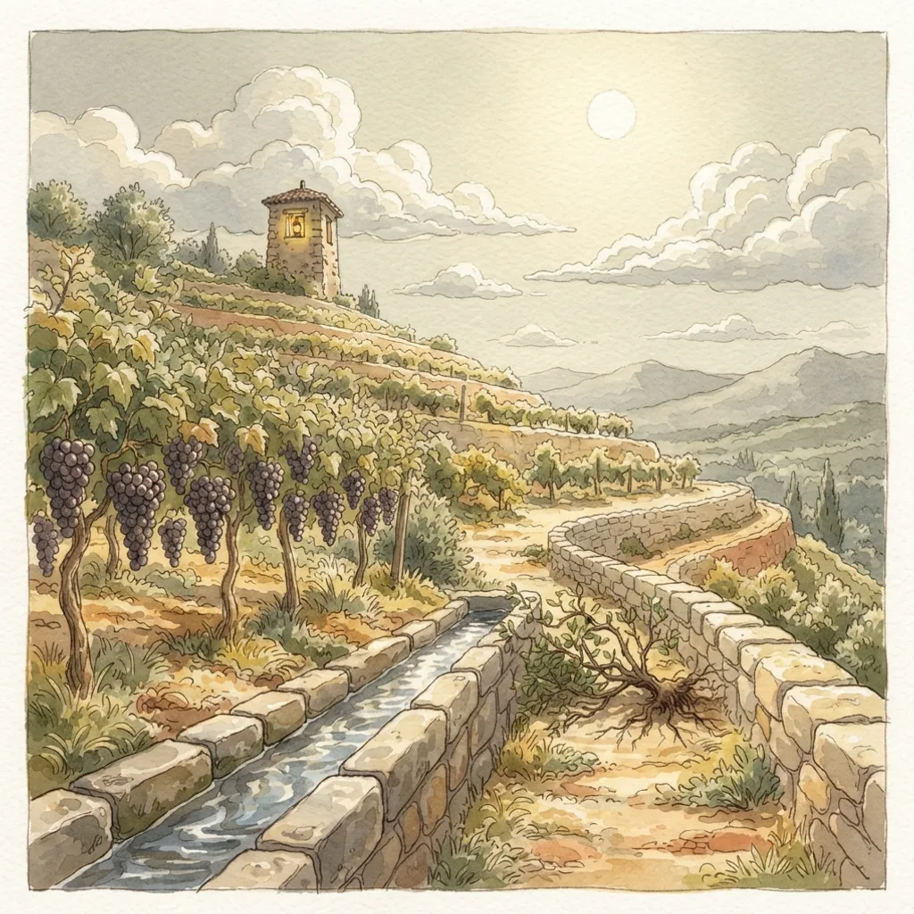 The Lord's Vineyard Restored: a painted scene illustrating Isaiah 27.