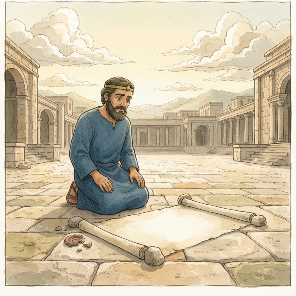 Jerusalem Delivered: a painted scene illustrating Isaiah 37.