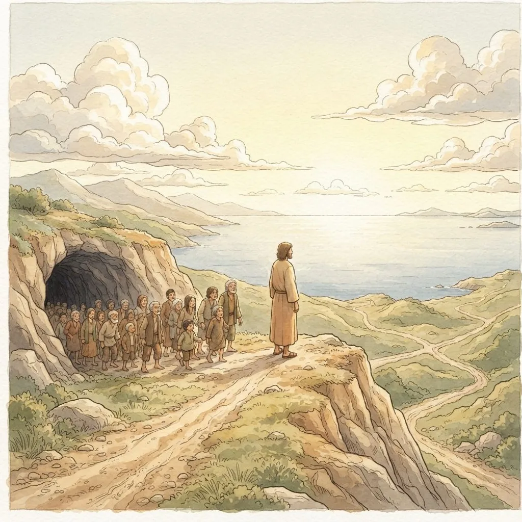 The Servant Brings Salvation: a painted scene illustrating Isaiah 49.