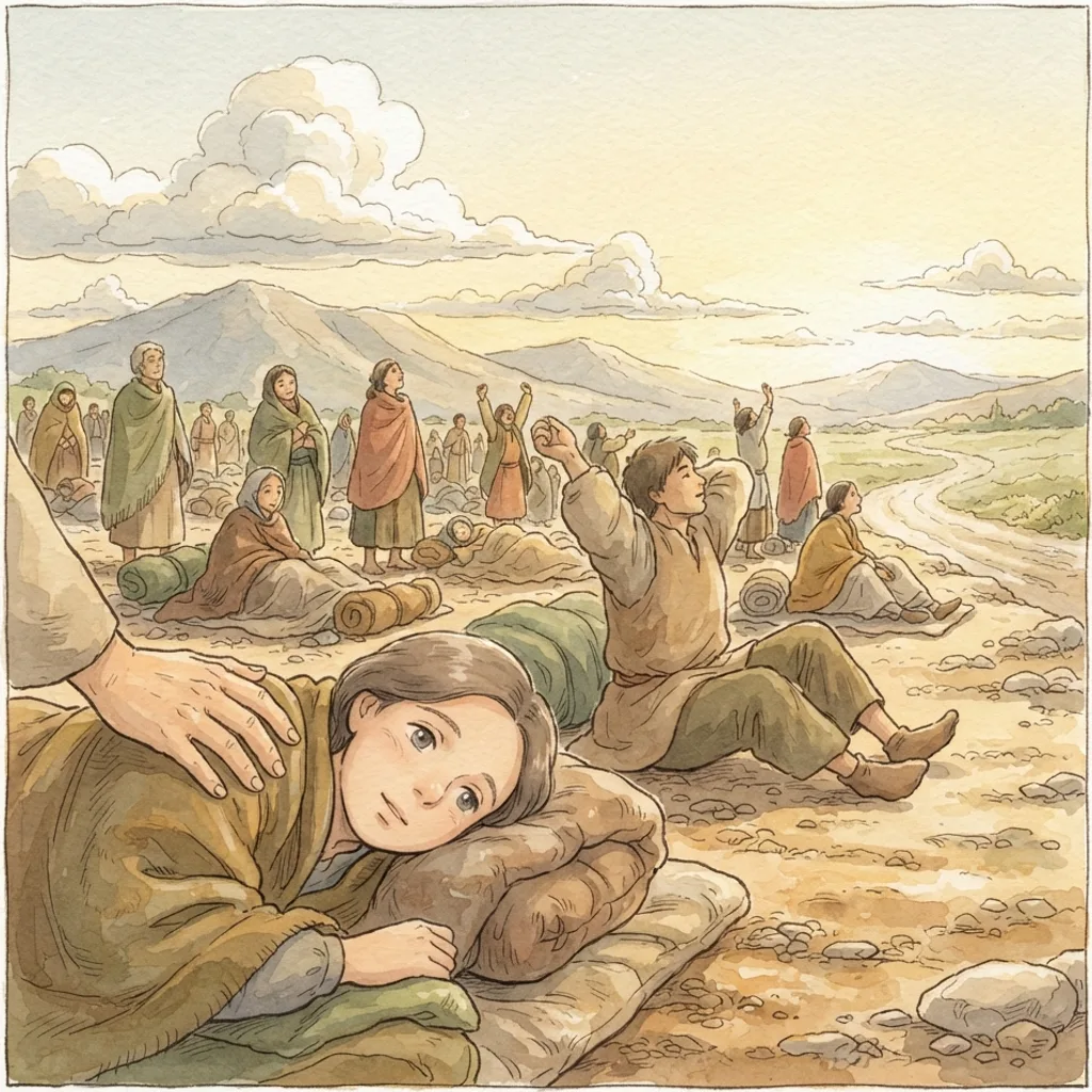 Awake and Trust God's Salvation: a painted scene illustrating Isaiah 51.