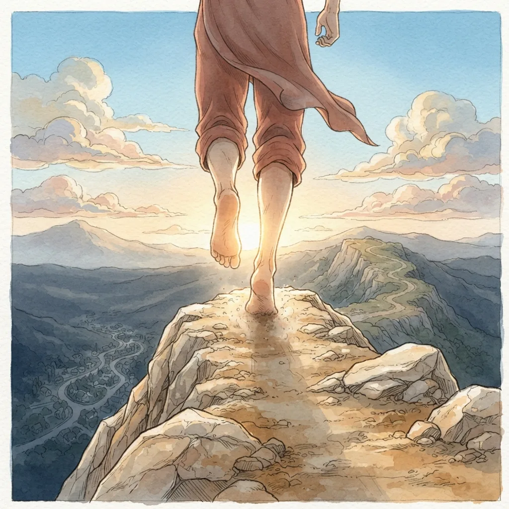 Your God Reigns: a painted scene illustrating Isaiah 52.