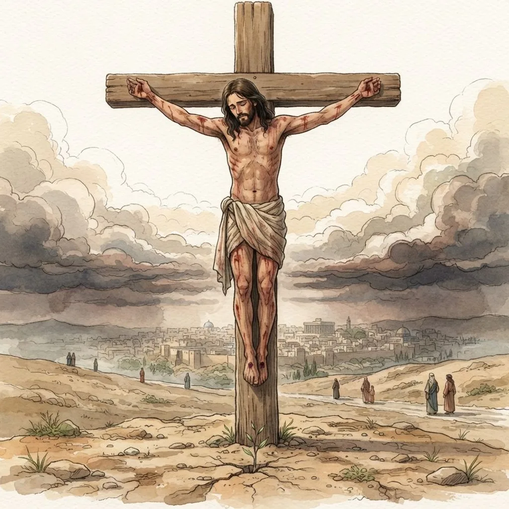 The Suffering Servant: a painted scene illustrating Isaiah 53.