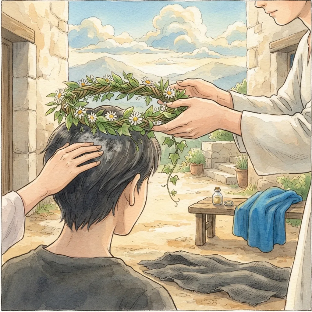 The Spirit of the Lord Is Upon Me: a painted scene illustrating Isaiah 61.