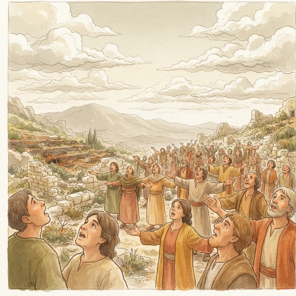 O That You Would Tear Open the Heavens: a painted scene illustrating Isaiah 64.