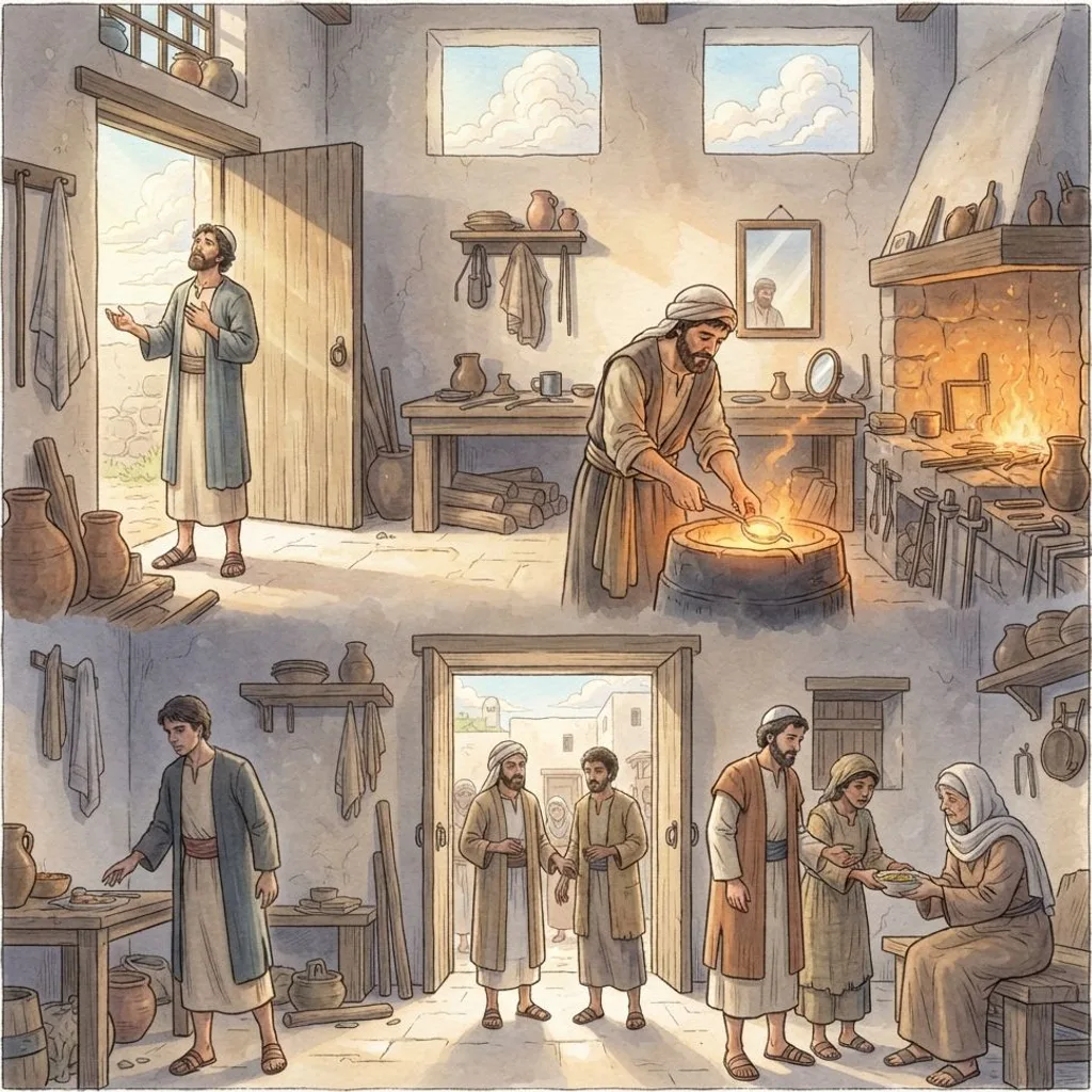 Faith Tested by Trials: a painted scene illustrating James 1.