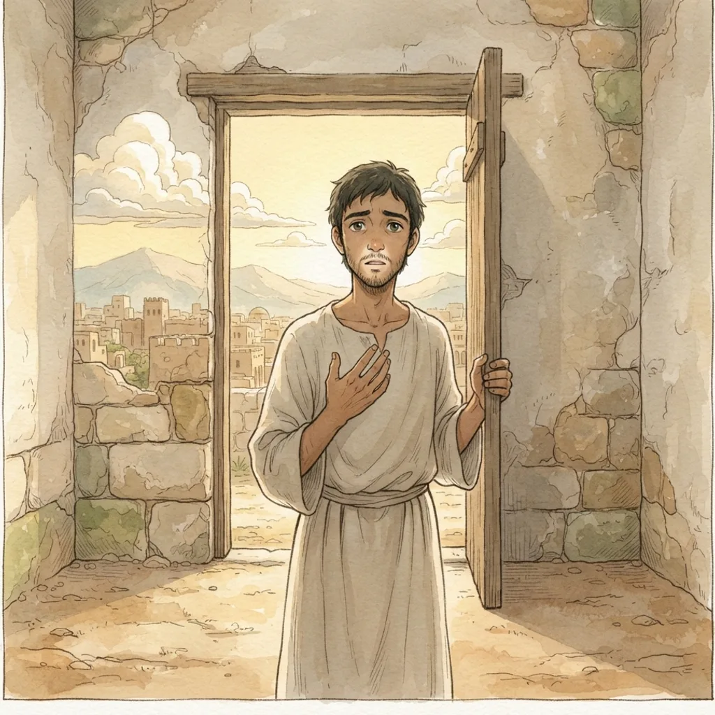 The Calling of Jeremiah: a painted scene illustrating Jeremiah 1.
