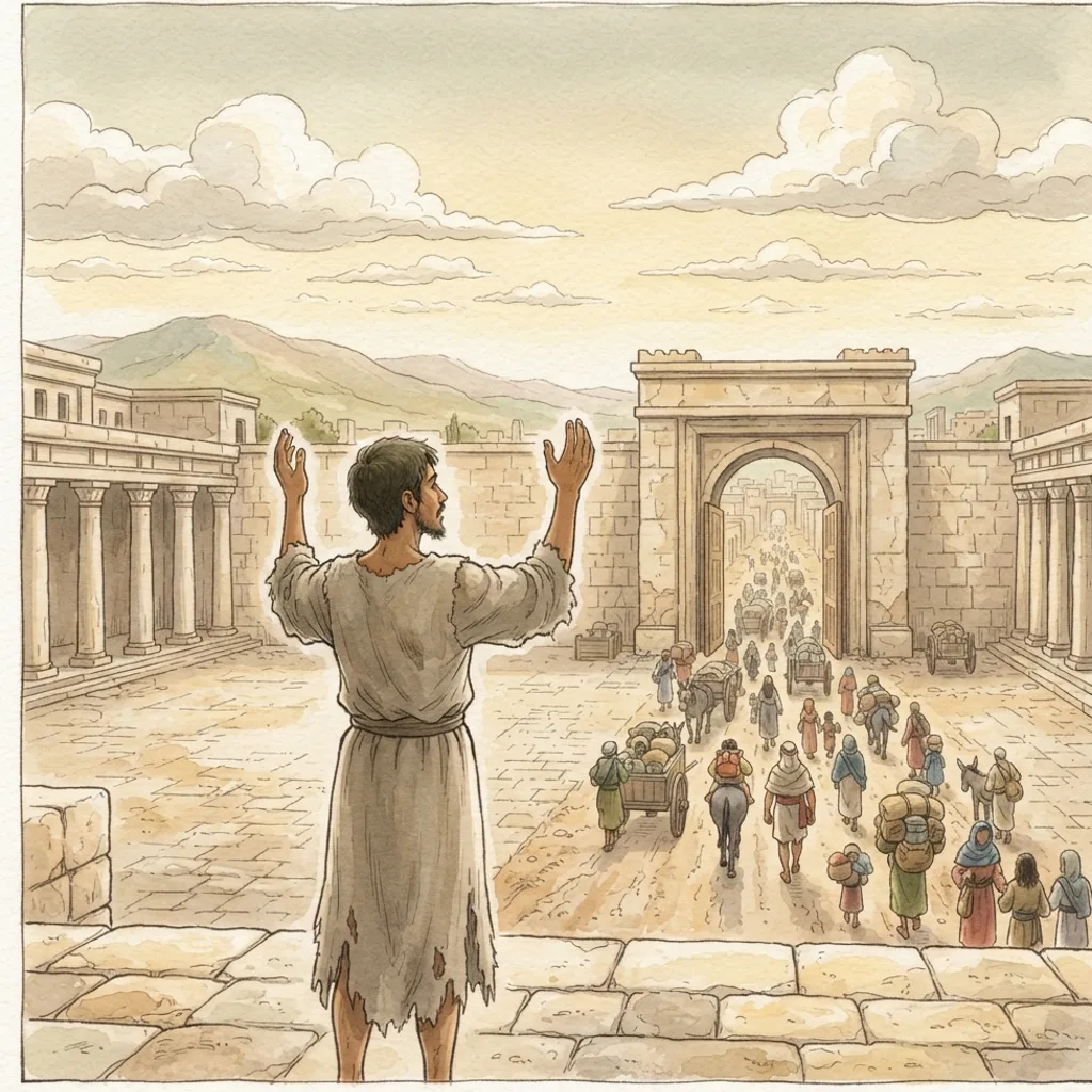 Judgment Is Certain: a painted scene illustrating Jeremiah 15.