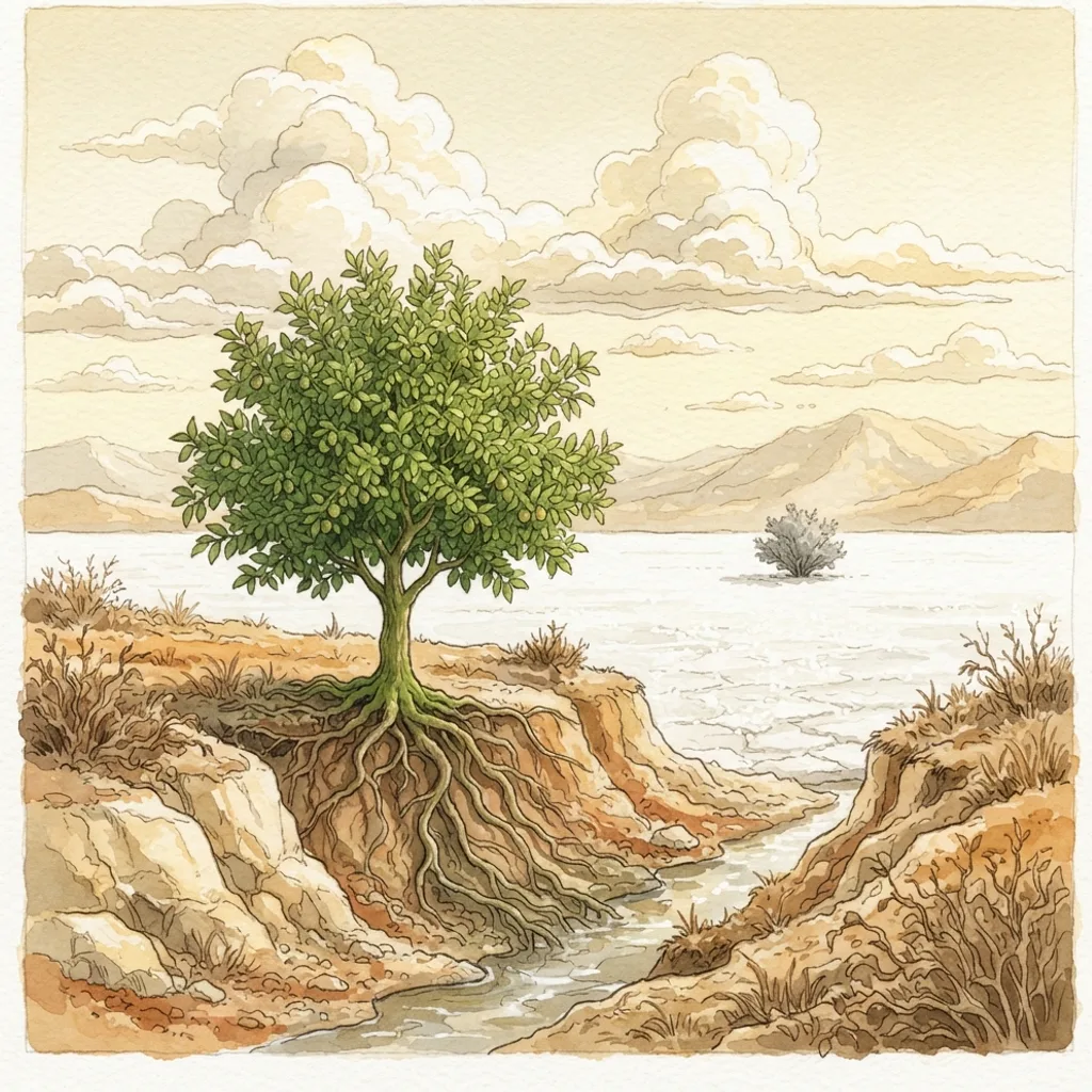 Blessed Is the One Who Trusts God: a painted scene illustrating Jeremiah 17.
