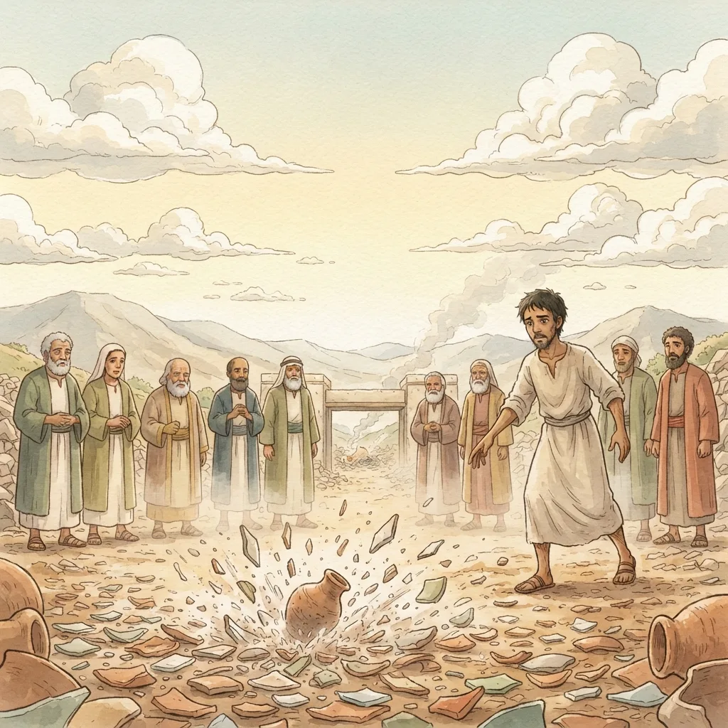 The Broken Jar: a painted scene illustrating Jeremiah 19.