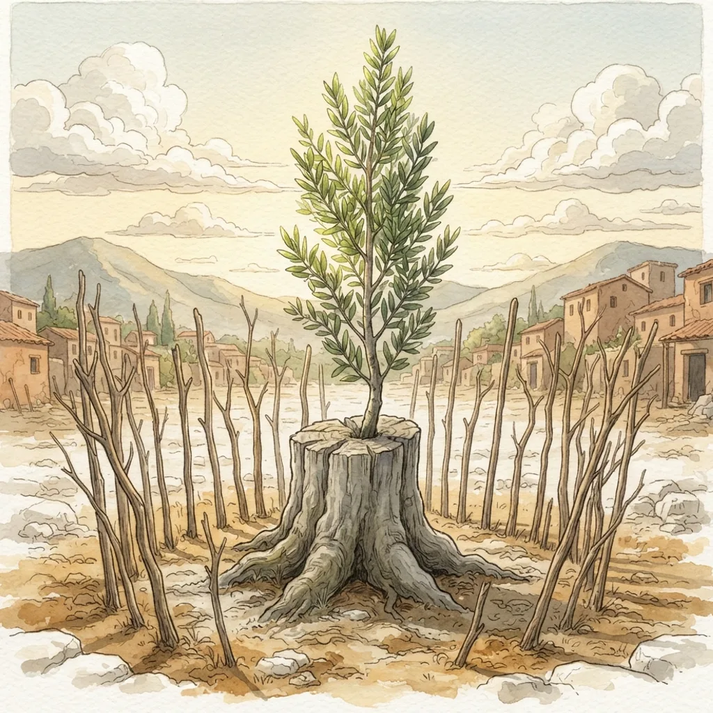 The Righteous Branch: a painted scene illustrating Jeremiah 23.