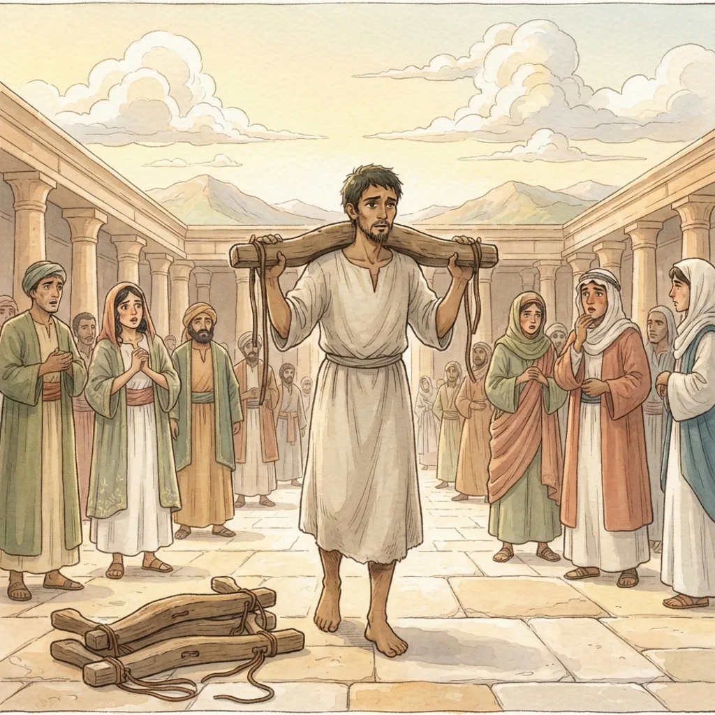Submit to Babylon: a painted scene illustrating Jeremiah 27.