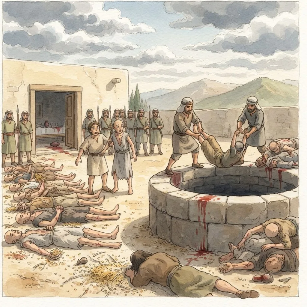 Gedaliah Assassinated: a painted scene illustrating Jeremiah 41.