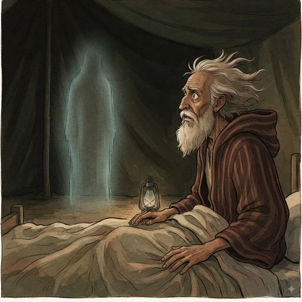 Eliphaz Speaks: a painted scene illustrating Job 4.