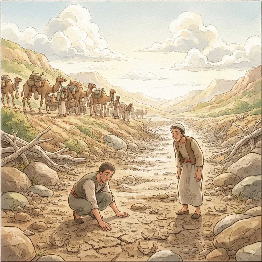Job Defends His Lament: a painted scene illustrating Job 6.