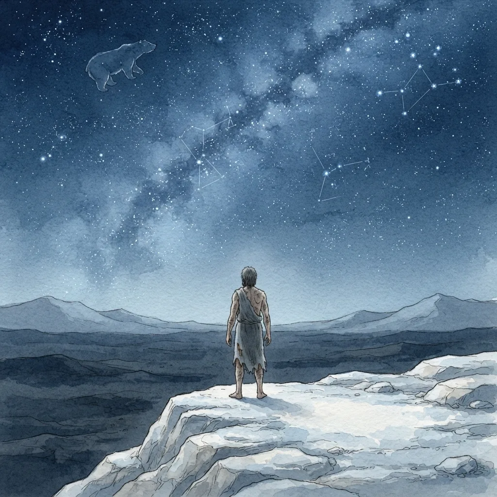 Job Longs for an Arbiter: a painted scene illustrating Job 9.