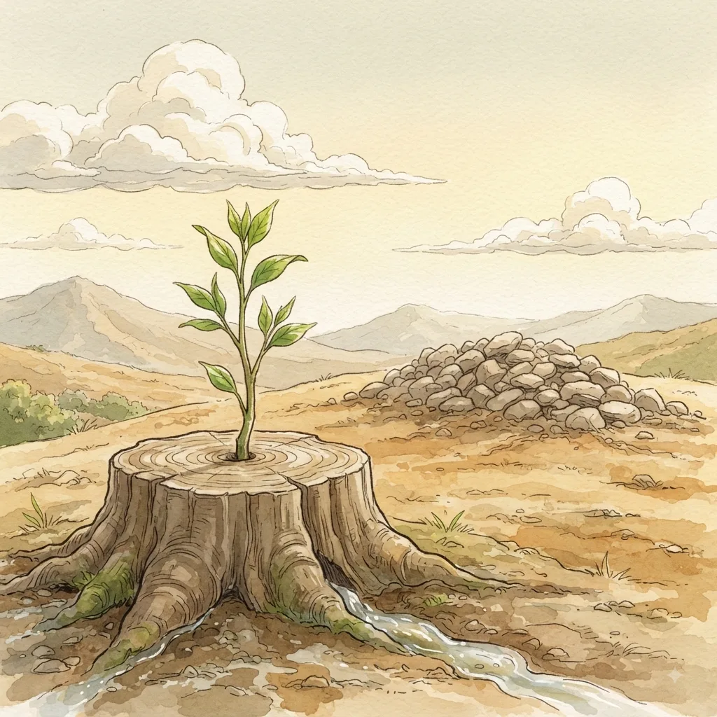 The Brevity of Life: a painted scene illustrating Job 14.