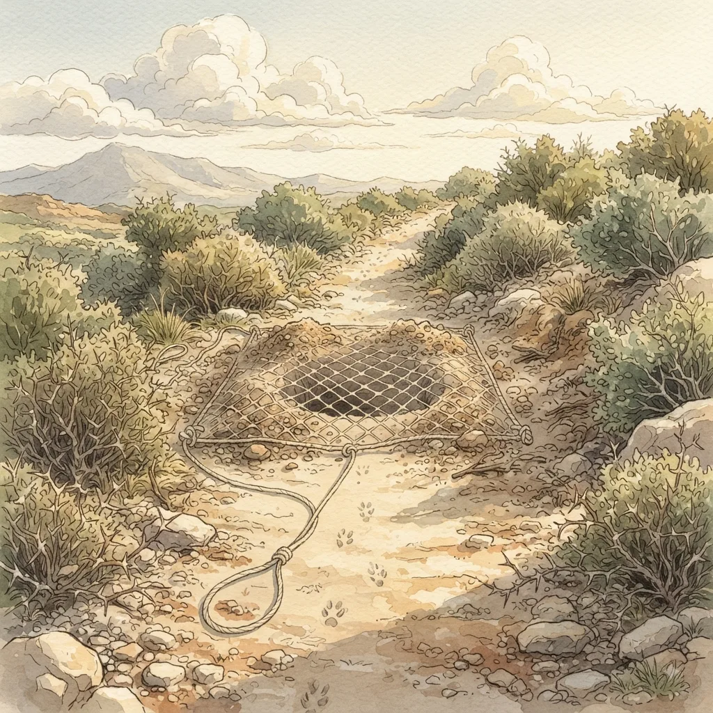 Bildad Describes the Wicked: a painted scene illustrating Job 18.