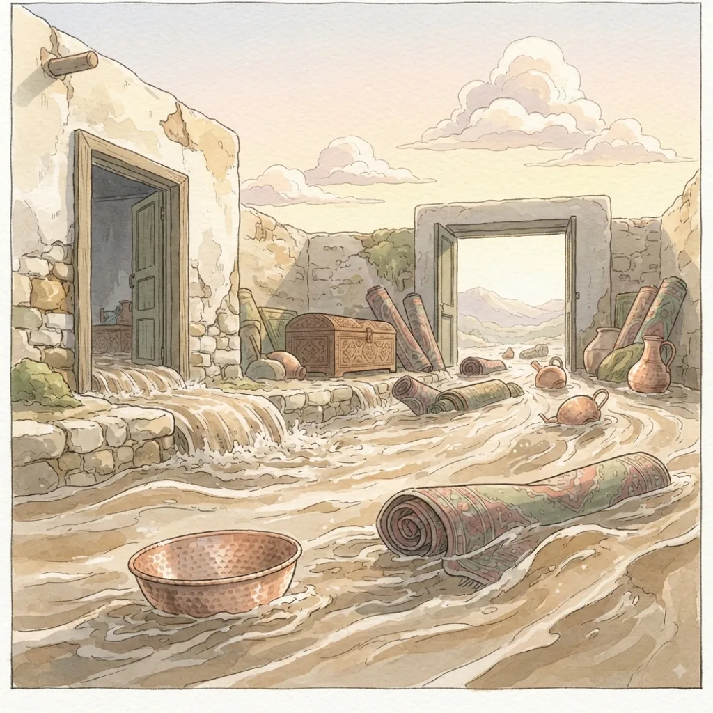 The Wicked Will Perish: a painted scene illustrating Job 20.
