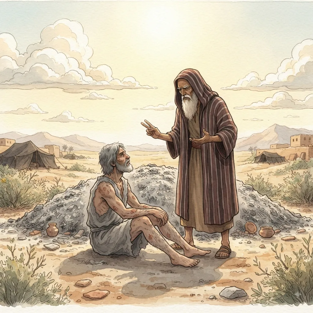 Eliphaz's False Accusation: a painted scene illustrating Job 22.