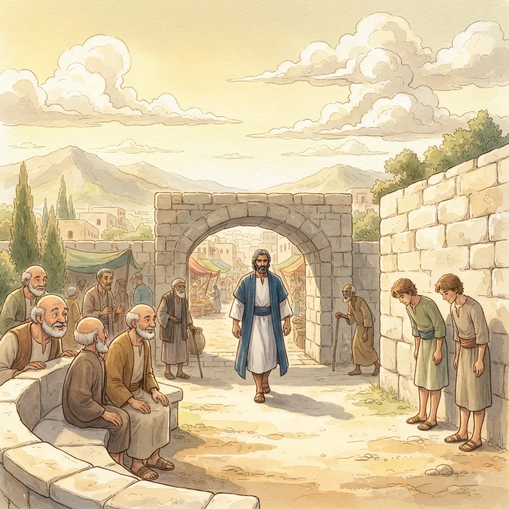 Job's Former Glory: a painted scene illustrating Job 29.