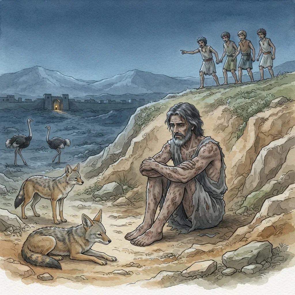 Job's Present Humiliation: a painted scene illustrating Job 30.
